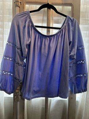 Lilly Pulitzer Katt Off Shoulder Blouse Top Resort Cutout Lace Peasant Top Med